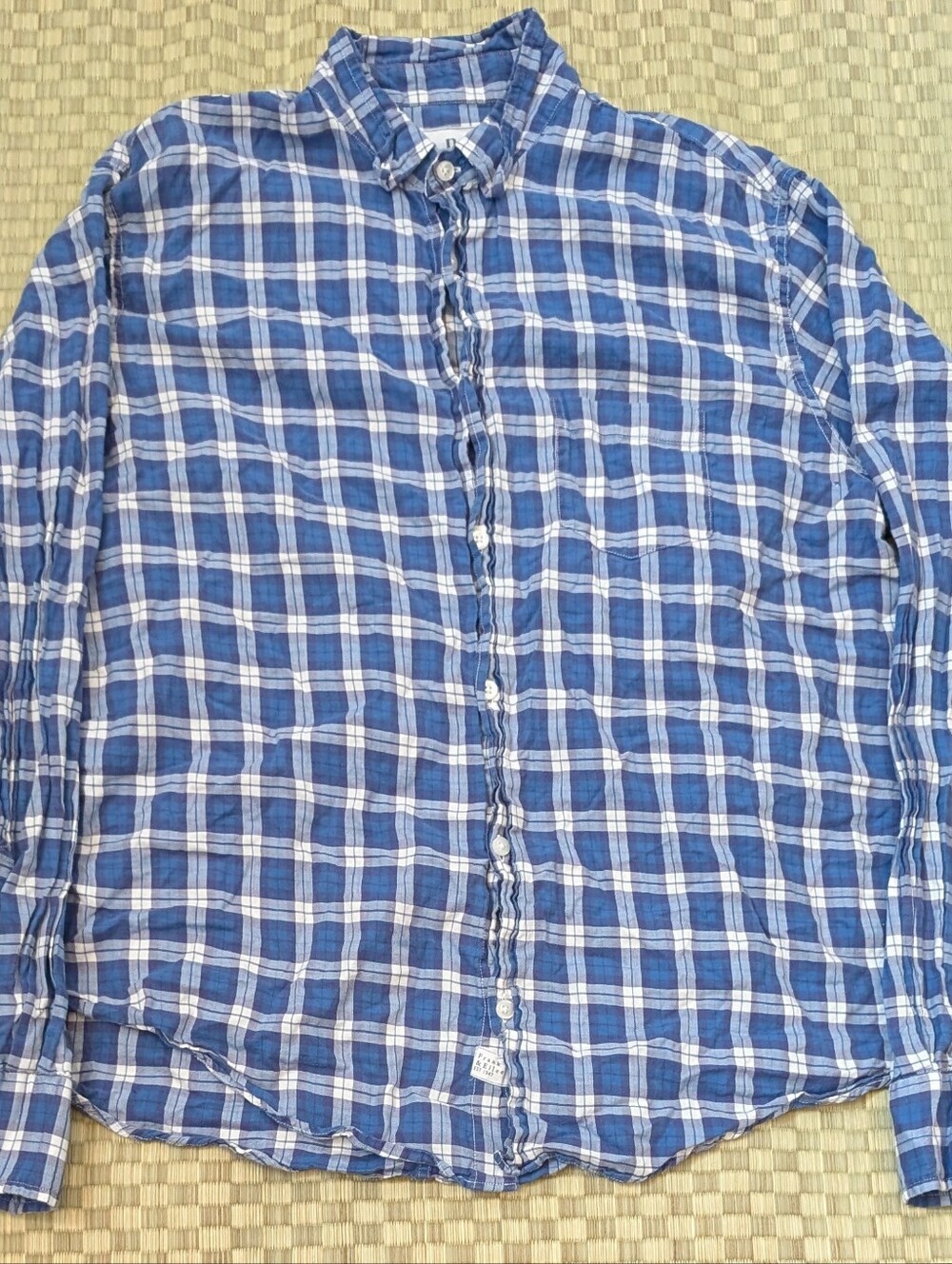 Frank & Eileen Luke Plaid Button Up Shirt Blue White Women's Size Medium